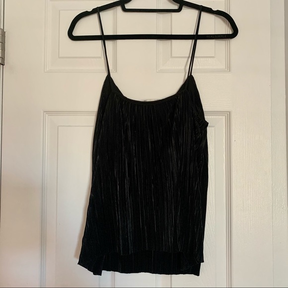 H&M Black Ribbed Plisse Cami size 6 - Picture 2 of 5